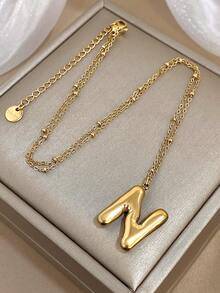 精致字母项链，女士字母吊坠，不锈钢链条，颈链，日常派对饰品，圣诞礼物 - 彩色 - 查看 18