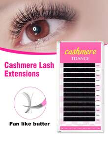 TDANCE 1 Box 12 Rows Cashmere Premium Thick Eyelash Extensions, Classic Individual Matte Black Soft Natural Lashes (0.03/0.05/0.07 C 8-15mm 14-19mm) Eyelash Clusters, Individual Lashes, False Eyelashes - C - View 2