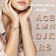 Pulsera Inicial Mujer Personalizadas con Dije Letra A-Z, Joyeria de Acero Inoxidable para Mujer, Regalos para Mujer Esposa Novia Mamá Cumpleaños(Letra R - Oro Rosa) - Multicolor - Ver 4