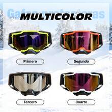 Gafas de  para motocicleta de todo terreno - a prueba de viento, polvo y con resistencia a impactos, con marco de TPU, lentes intercambiables, en colores mixtos, ideales para deportes y actividades al aire libre, accesorios para aventuras | Diseño audaz del marco | Lentes de PC protectores, accesorios para motocicletas. - Color negro - Ver 1