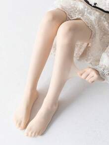 1/3 Pairs Girls Lightweight Breathable Leggings, Classic Minimalist Elastic Fit Seamless Tights, Soft Comfortable Snag-Resistant Socks For Daily Wear, Dance Practice, Stage Performance, Home Leisure, Back To School - Beige - View 2