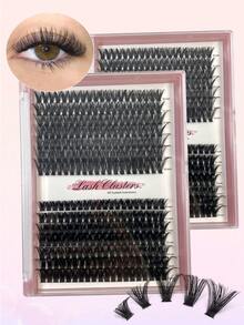 280PCS CC-Curl 60D&80D Mix Natural Lash Clusters Eyelash Clusters Wispy Lashes Clusters Cluster Eyelash Extensions Individual Lashes DIY Lash Natural Look - Black - View 1