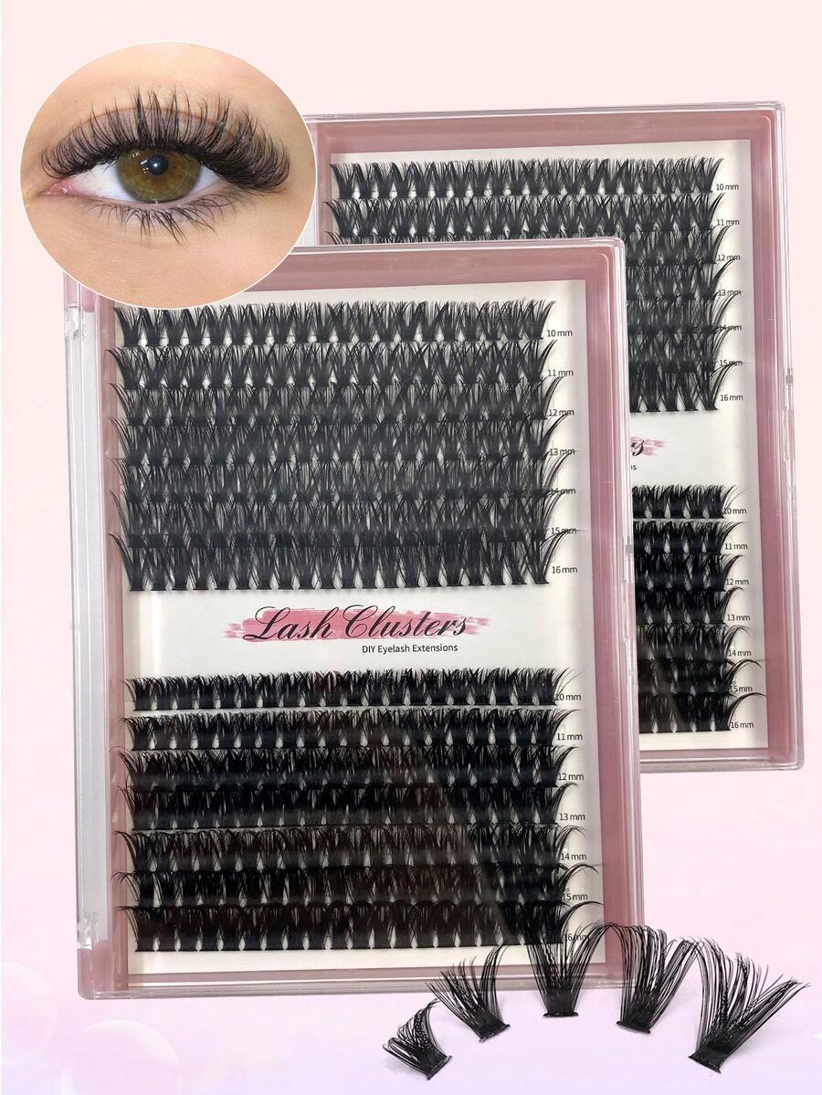 280PCS CC-Curl 60D&80D Mix Natural Lash Clusters Eyelash Clusters Wispy Lashes Clusters Cluster Eyelash Extensions Individual Lashes DIY Lash Natural Look - Black - View 1