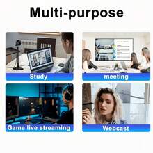 1080P 全高清网络摄像头，配备可旋转鱼眼镜头和即插即用的 USB 接口 - 自动对焦/自动曝光/持久色彩，兼容 PC/笔记本电脑，适用于流媒体、视频通话、在线课程、录制 - 兼容 Zoom/