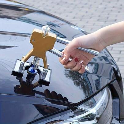 Premium lackfri bucklareparationssats – Komplett gör-det-själv-lösning för mindre bucklor | Inkluderar avdragarflikar, limmattor och bryggverktyg | Obeladdad och bärbar, bucklaborttagare, karosserisats, för bilar/SUV:ar - (18 st)