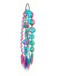 1 Piece 24-Inch Hand-Woven Multi-Colored Bubble Braid Hair Extension - Vacation Style, Suitable For All Hair Types. - Multicolor - View 8