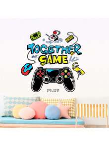 Creative Game Console Decorative Sticker (English) PVC Sticker Removable Self-Adhesive Easy-Tear Sticker Home Decor To Brighten Your Life Holiday Decorations Birthday And Graduation Gifts - Multicolor - View 3