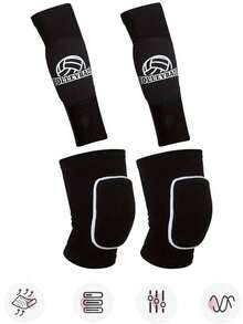 2 对排球护膝和护臂，带保护垫，压缩前臂腕带，带拇指孔，柔软透气，适合打排球，适合青少年女孩和年轻女孩