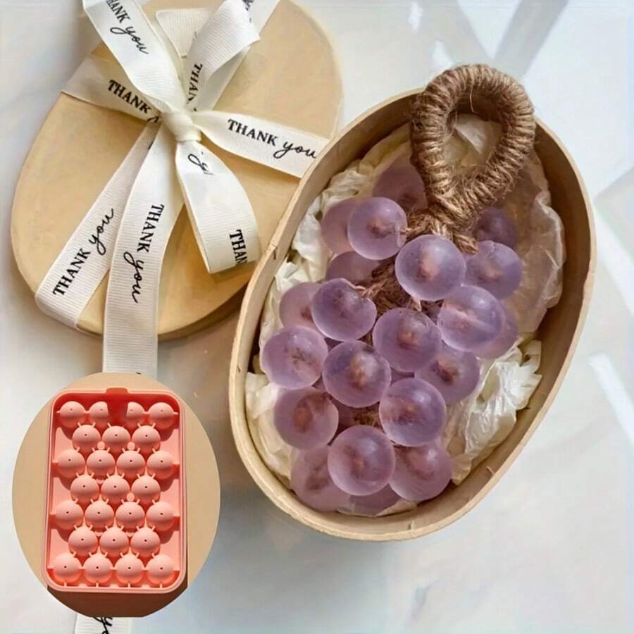 1 Set Grape Shaped Handmade Soap & Candle Mold, Silicone Material, Round, For Crafts, Candle Making, Soap Making, Home Decor, Candle Making Supplies, Decorative Mold, Durable Mold, Craft Mold, Craft Enthusiasts, Candle Making Accessories, Candle Mold, DIY Candle Supplies - Multicolor - View 1