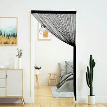 Beaded Curtain Door String Curtains For Doorway Tassels Beads Hanging Fringe Hippie Room Divider Window Hallway Entrance Wall Closet Bedroom Privacy Decor (39*79in/100*200cm, Beige),39inchWx79inchL(Packof1),Black - 黑色 - 查看 9