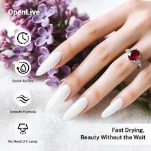 OpenLive 16.5ml White Nail Polish Large Volume Quick Drying Nail Polish, Fast Drying And Long Lasting Color Nail Art DIY Home Manicure Gift For Women - ColorK - 查看 5