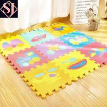 Alfombrilla de espuma con empalme para suelo, diseño de rompecabezas, antideslizante, para dormitorio (se envían al azar) - Multicolor - Ver 6