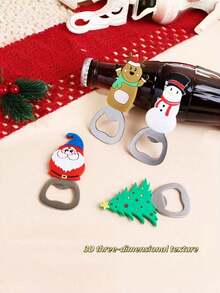 1 buah Pembuka Botol Bertema Natal (Dengan Fungsi Magnet Kulkas) - 4 Desain Lucu (Santa Claus, Manusia Salju, Rusa Kutub, Pohon Natal), Alat Bar Stainless Steel, Aksesori Pesta yang Menyenangkan, Hadiah Liburan yang Sempurna - bawaan - View 9