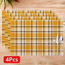 1 buc/4 buc/6 buc covorașe din in cu model în carouri, potrivite pentru masă, decor pentru toate anotimpurile, covorașe de masă moderne lavabile, decor pentru cameră, suporturi pentru pahare, covorașe pentru bucătărie, decorațiuni pentru petreceri de interior și exterior, decor pentru casă, cadou ideal - Multicolor - Vizualizare 20