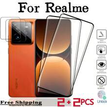 2pcs/Set Realme GT7/GT7 T/GT7 Pro 9H Tempered Glass Screen Protector + 2pcs Tempered Glass Camera Lens Protector, Anti-Scratch HD 3D Clear Protective Film Screen Protection Essentials, Applicable To Daily Shield, Office, Home Daily Shield Office Home Phone Screen Protector Phone Accessories Waterproof Shockproof Anti-Fall Scratch Resistant - Clear - View 3