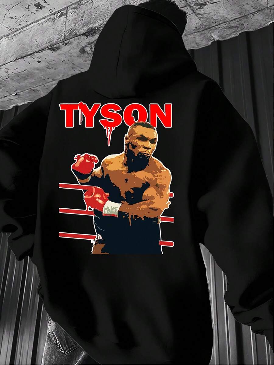 Sudadera con Capucha para Hombres, Estampado Elegante, Tela Cómoda y Suave para la Piel, Diseño con Cordón Ajustable, Bolsillos Laterales, Lavable a Máquina, Ideal para Uso Diario, Deportes, Boxeo, Gimnasio, Fútbol, Salidas, Ropa Cálida para el Hogar, Chaqueta Casual Urbana de Primavera, Otoño e Invierno para Hombres - Negro - Ver 1
