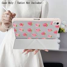 1 Pc Sweet Strawberry-Patterned Protective Tablet Case Set - Ideal For Cute Style Enthusiasts And Fruit-Themed Design Seekers,Fashion-Themed Tablet Accessories,Folio Tablet Case With Pen Holder Compatible