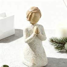 Christmas Themed Praying Figurine Decor – Intricate Spiritual Ornament For Living Room Decoration, Christmas Home Decoration, Home Décor - Màu xanh Bạc hà - Xem 4
