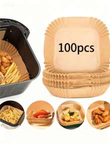 500/200/100/50pcs Air Fryer Parchment Paper, Home Baking Non-Stick Paper, Square Heat-Resistant Baking Paper, Thanksgiving/Mother's Day Gift, Kitchen Accessories - Multicolor - View 9