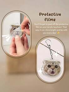 1pc Customized Acrylic/PC Keychain, Can Customize With Personal Image, Animal Portrait, Company Logo, Celebrity Photo, Memorialize Car, Loved Ones, Couples, Durable, Personalized Gift, Suitable For All Seasons - Multicolor - View 5