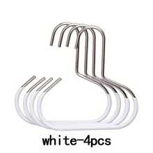 Stainless Steel Non-Slip Curve Design Hooks - Space-Saving Hangers For Clothes, Scarves, Ties & Underwear Storage Rack - Durable Portable Multi-Functional Invisible - Black/4pcs - View 5