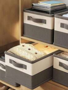 Caixa de Armazenamento Dobrável para Edredons e Organização de Roupas no Armário, Caixa de Armazenamento de Edredons, Caixa Organizadora de Roupas com Compartimentos, Cesta de Armazenamento Dobrável para Guarda-Roupa, Para Volta às Aulas (Cor e Estilo Aleatórios)