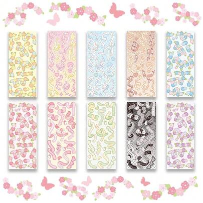 SIBLYMONA 10 Sheets Korean Deco Stickers For ScrapbooFKing,  Photocard Album, K Confetti Polco Ribbon Style (Flower-10Pcs),Flower-10Pcs