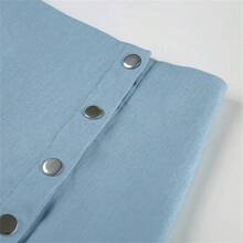 Faldas de mezclilla de verano para mujer, con encaje acampanado, cintura baja, botones, falda larga microtransparente - M + Azul/claro - Ver 2