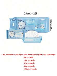 8/16/32/64/128片迷你独立包装便携清洁湿巾护理湿巾旅行迷你独立可爱包装清洁湿巾，方便携带，适合旅行和外出就餐 - 霧霾藍 - 查看 13