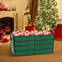 - Caja de almacenamiento de adornos de Navidad, contenedores de almacenamiento de Navidad con 8 bandejas individuales, mantiene 128 adornos navideos de 3 pulgadas, doble cierre, divisores - Verde - Ver 7