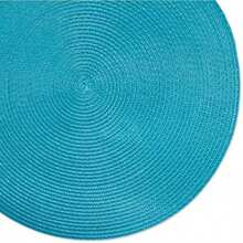 DII camz37626 Redondo Tela Mantel Individual, Dorado champaña, 1, 4(Turquesa) - Multicolor - Ver 2