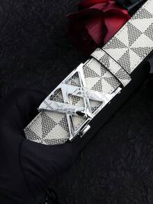 男士秋冬腰带一条，优质合金自动扣，商务休闲裤腰带，简约条纹设计 - 彩色 - 查看 8