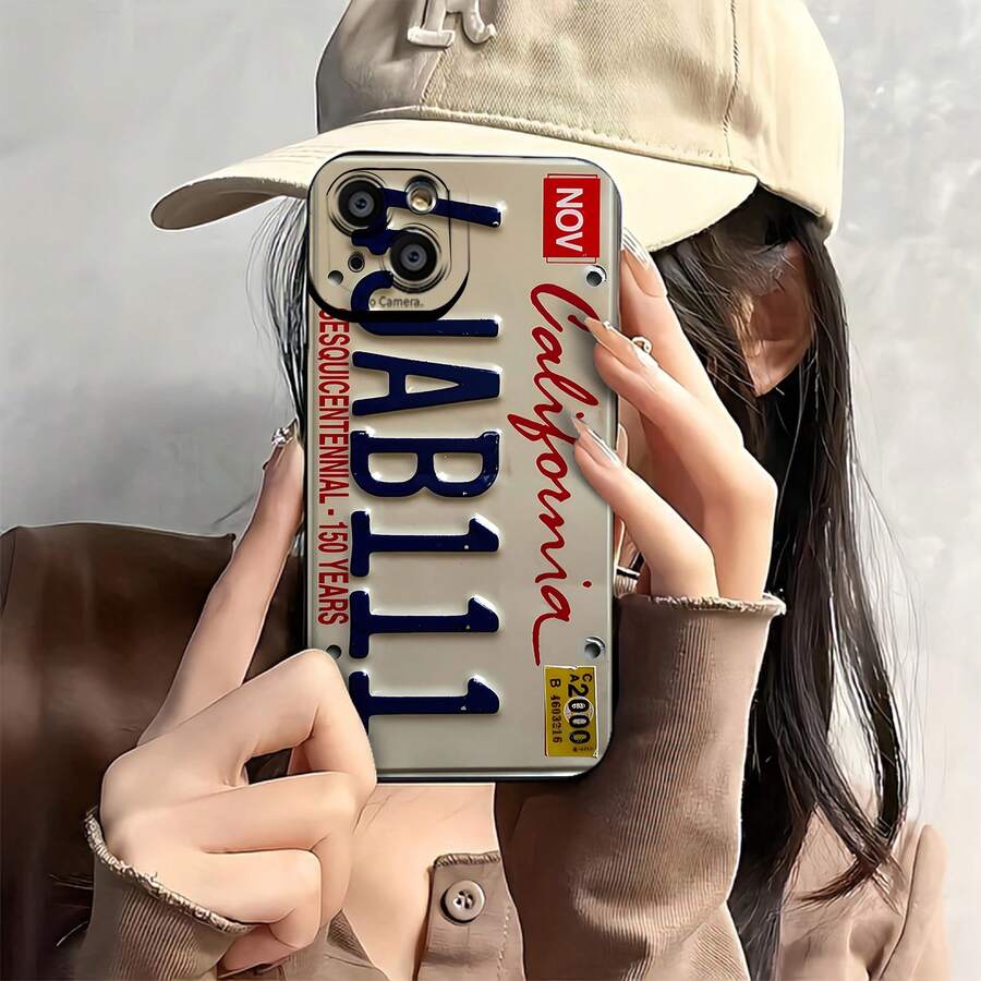 Funda para teléfono con diseño de matrícula de California, compatible con fundas ,  17,  16 Pro Max,  15 Pro Max,  13 y  12. Fabricada en TPU, ofrece protección contra golpes y caídas. Un regalo ideal para familiares, amigos, seres queridos, novios/novias y para Navidad. - Negro - Ver 1