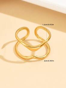 1pc Minimalist Geometric Open Ring, Adjustable Stainless Steel 18K Gold Plated Waterproof Jewelry For Daily Wear - Geometry - View 3