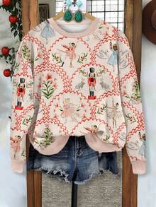 Áo nỉ dài tay họa tiết vũ công kẹp hạt dẻ thời trang mùa thu đông dành cho nữ đi nghỉ lễ Giáng sinh - Nhiều màu - Xem 1