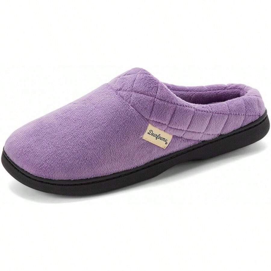 Dearfoams - Zuecos de terciopelo de microfibra Darcy de espuma viscoelástica para mujer - Púrpura ahumado 2 - Ver 1