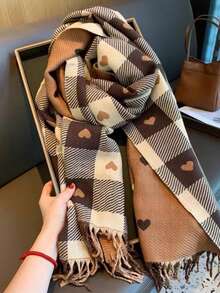 1pc Reversible Printed Scarf, Windproof And Warm, Ideal For Casual Outings - Multicolor - View 2