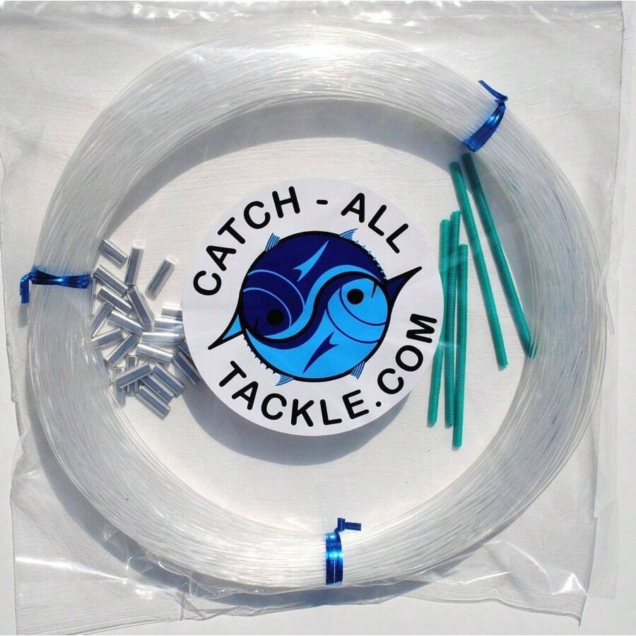 Monofilament Fishing Leader Kit 100yds 1.8mm - 140kg - Loop protectors crimps - Transparente - Ver 1