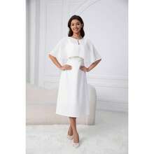 Chiffon Shawl Wraps Shrug For Evening Dress Wedding Cape Cover Up - 白色 - 查看 1