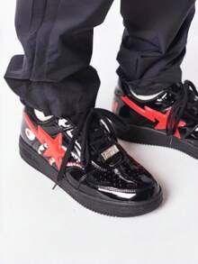 Leather Classic Comfortable Low-Top Fashion Sneakers, Unisex - màu đen - Xem 3