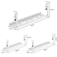 Khay quản lý dây cáp dưới bàn làm việc, bằng thép, có 3 khe, lắp đặt dạng kẹp, thích hợp cho bàn làm việc tại nhà và văn phòng (Màu đen) - màu đen - Xem 5