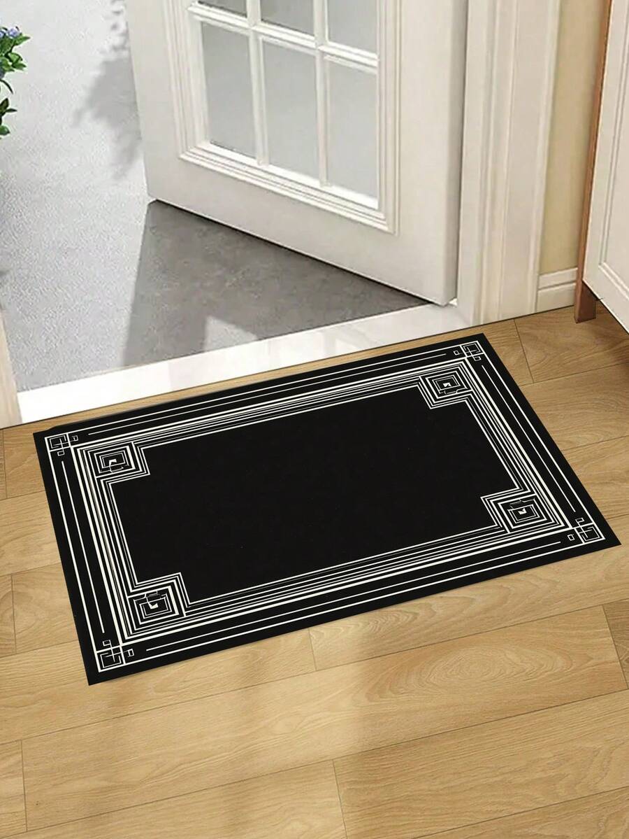 1pc Retro Design Lightweight Anti-Slip Area RugRug With Vintage "Eye Of Wisdom Pattern " Pattern, Suitable For Indoor/Outdoor Entrance, Kitchen, Balcony Or Bedroom Mat, Dirt-Resistant, Easy Care, Machine Washable, Ironable, Lightweight Household Rug Home Bathroom Decor Floor Carpet Outdoor Rug Door Mat Fall Decor Bathroom Accessories Back To School Entryway Decor - 黑色 - 查看 1