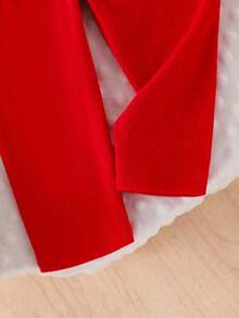 2pcs Baby Girls Cute Minimalist Heart Hoodie Top And Leggings Set, Spring/Autumn