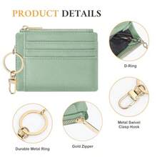 Sodsay Card Case Slim Front Pocket Wallet For Women Credit Card Holder With Keychain - CH Light Green - View 3