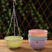 1/2 سلة معلقة بلاستيكية - تصميم بيضاوي مخطط، قوية ومقاومة للطقس للاستخدام الداخلي والخارجي، أصيص زهور معلق للحديقة والشرفة والفناء، مع سلسلة مرفقة، سطح مطلي مخطط للاستخدام الداخلي والخارجي - متعدد الألوان - مشاهدة 8