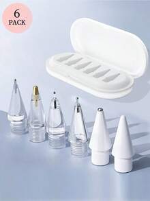 Compatible With Apple Pencil Tips, Upgraded 6 Pack Replacement Pencil Tips With Case, No Wear Out Fine Point Precise Control Metal Pencil Nibs Compatible With Apple Pencil 1st Gen/2nd Gen/USB C/IPad Pro Pencil