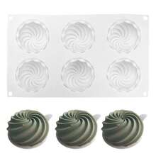 Mostsom Spiral Shape Chocolate Candy Molds 6 Cavity Silicone BaFKing Mold Ice Cube Tray-Wedding,Festival,Parties And DIY Crafts (Spiral H1_11.8x7x1.4inch),SpiralH1_11.8x7x1.4inch - SpiralH1_11.8x7x1.4英寸 - 查看 10