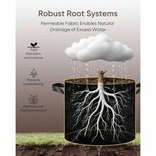 Bolsas de cultivo de 2 galones, tela de aireacin gruesa de 300 g, asas incluidas, para un crecimiento robusto de plantas - negro - - Ver 5