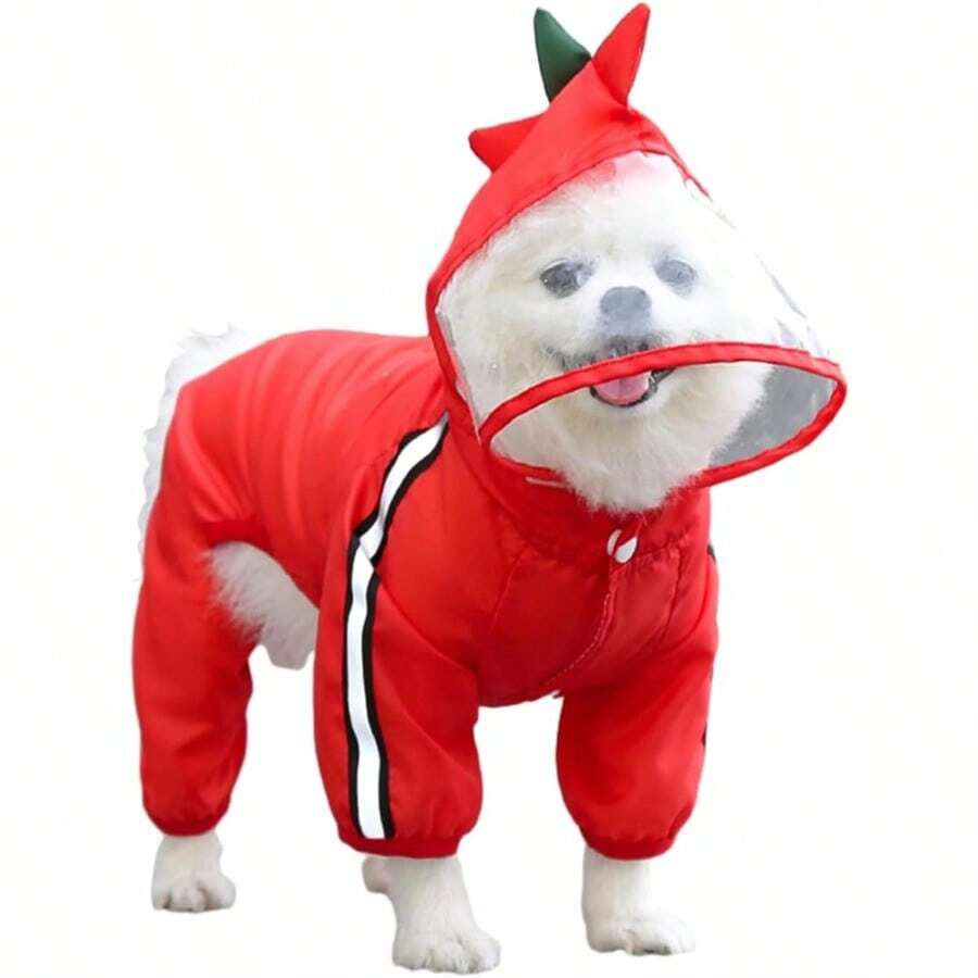 WSXC Dog Raincoat Waterproof And Quick-Drying Puppy Rain Coat With Hood And Leash Hole Cute Hooded Rain Poncho Gear Clothes For Small Medium Large Dogs DinosaurXX-Large - Dinosaur - 查看 1