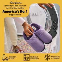 Dearfoams - Zuecos de terciopelo de microfibra Darcy de espuma viscoelástica para mujer - Negro - Ver 7